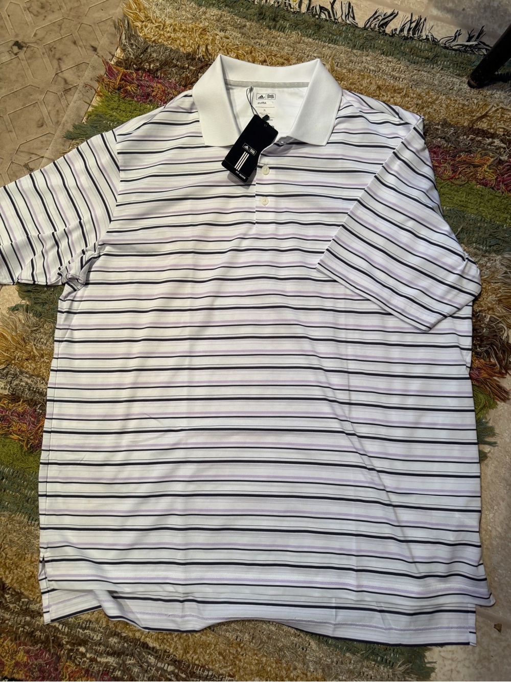 Adidas climalite Men's XL striped Polo shirt! New!